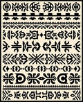 Tribal Black Eclectic Geometric Borders Rug