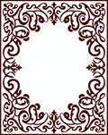 Rich Burgundy Scrollwork Accent Frame Rug