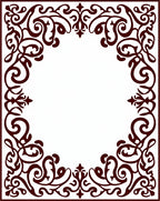 Rich Burgundy Scrollwork Accent Frame Rug