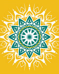 Golden Teal Mandala Radiance Rug