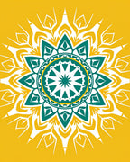 Golden Teal Mandala Radiance Rug