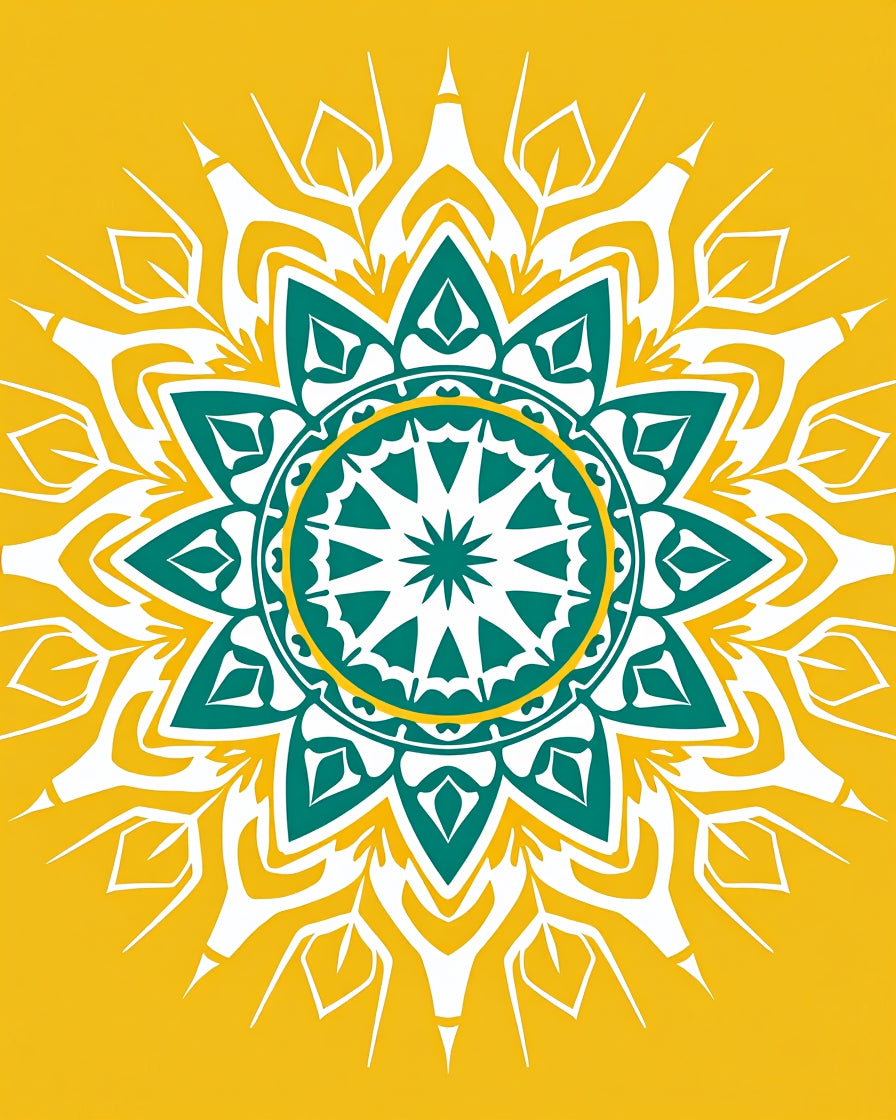 Golden Teal Mandala Radiance Rug