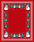 Festive Snowmen Christmas Tree Border Rug