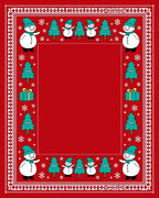 Festive Snowmen Christmas Tree Border Rug