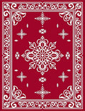 Crimson Snowflake Mandala Border Rug