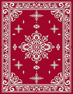 Crimson Snowflake Mandala Border Rug