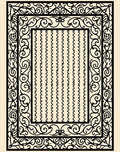 Black Ivory Ornate Scroll Border Rug