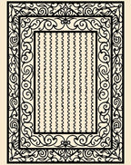 Black Ivory Ornate Scroll Border Rug