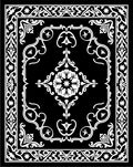 Elegant Black White Ornamental Bloom Rug