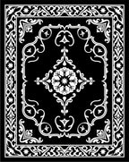 Elegant Black White Ornamental Bloom Rug