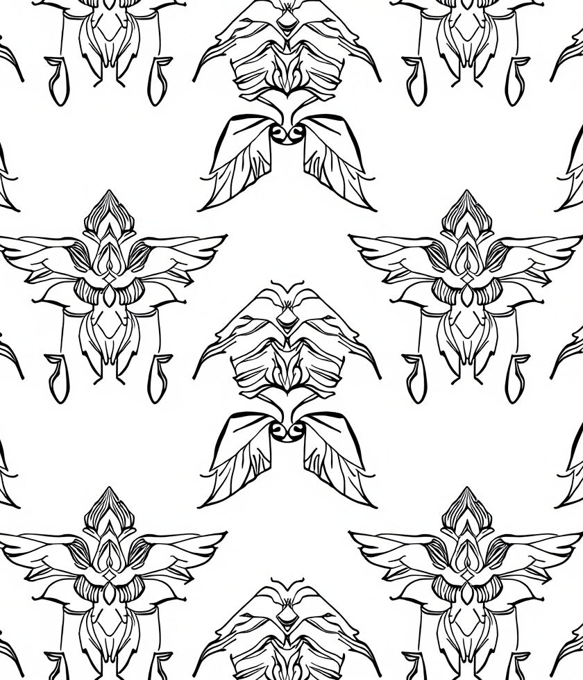 Art Nouveau Outline Winged Bloom Rug