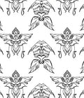 Art Nouveau Outline Winged Bloom Rug