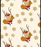 Golden Santa And Reindeer Snowflakes Rug