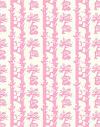 Pink Stylized Floral Tree Stripe Rug