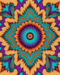 Vibrant Orange Teal Purple Mandala Rug