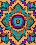 Vibrant Orange Teal Purple Mandala Rug