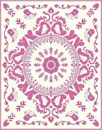 Fuchsia Floral Medallion Ornate Rug