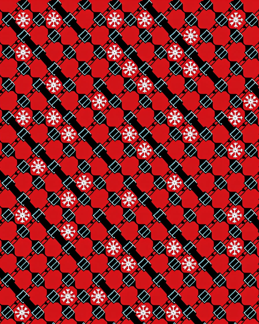Red White Snowflake Geometric Lattice Rug