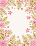 Pink Floral Border with Golden Leaves Rug