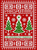 Red Green Christmas Trees Snowflakes Motif Rug
