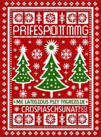 Red Green Christmas Trees Snowflakes Motif Rug