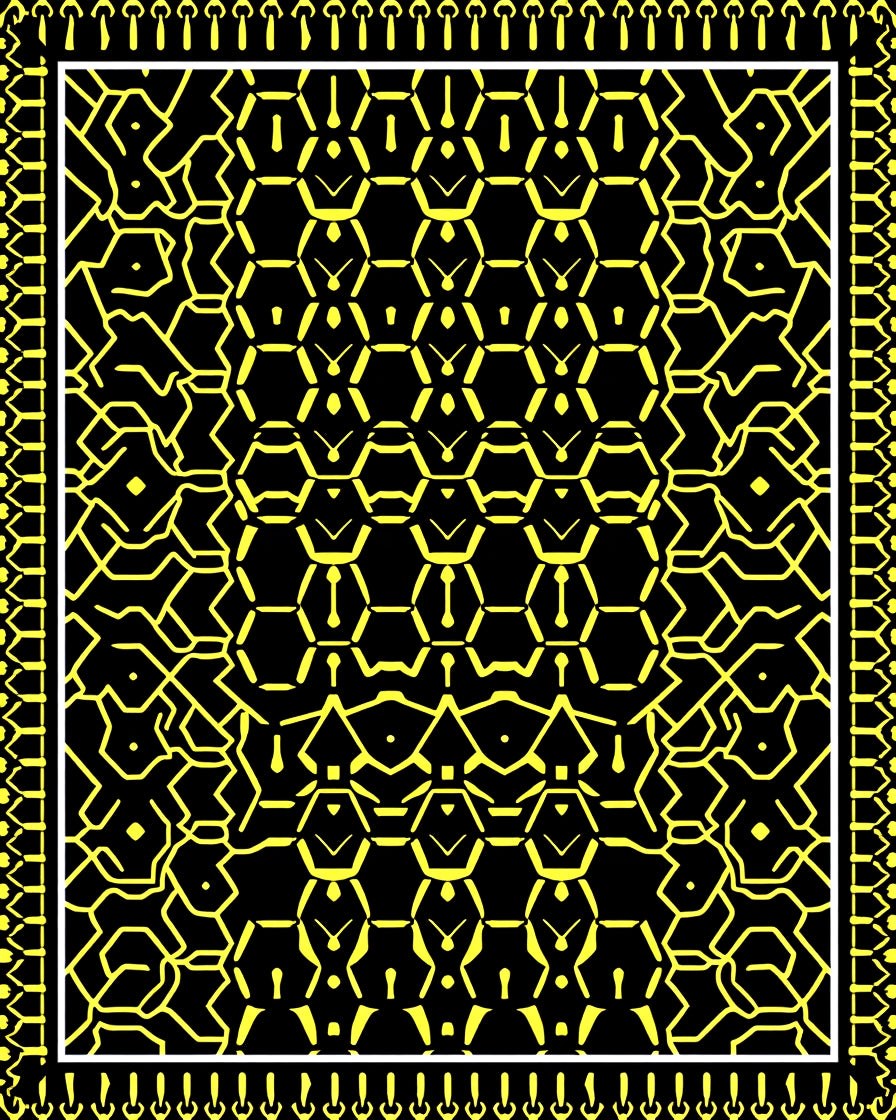 Black Yellow Geometric Hexagon Rug