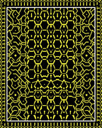 Black Yellow Geometric Hexagon Rug