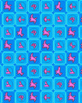 Bright Pink Abstract Shapes Blue Squares Rug