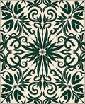 Dark Green Floral Medallion Scroll Rug