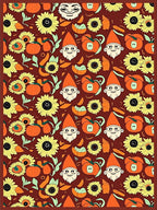 Whimsical Gnomes Sunflowers Pumpkins Abound Rug
