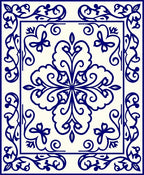 Deep Blue Floral Medallion Tile Rug