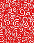 Red White Snowflakes Swirls Rug