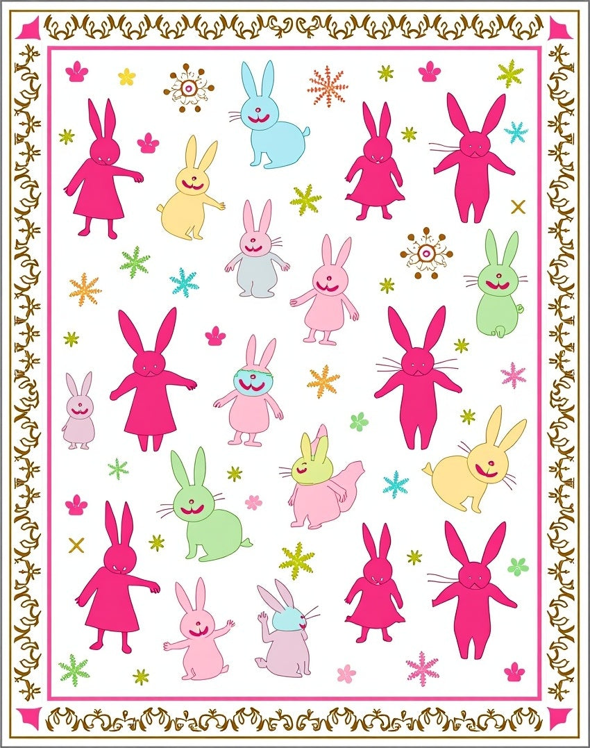 Playful Pink Bunny Sprinkle Collection Rug