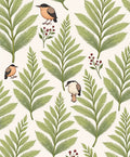 Whimsical Green Fern Bird Scatter Rug