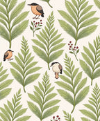 Whimsical Green Fern Bird Scatter Rug