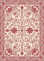 Crimson Scrollwork Floral Medallion Rug