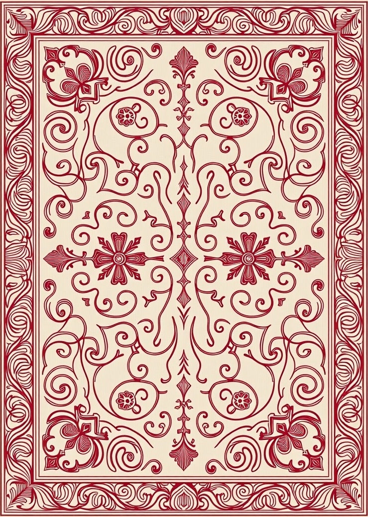 Crimson Scrollwork Floral Medallion Rug