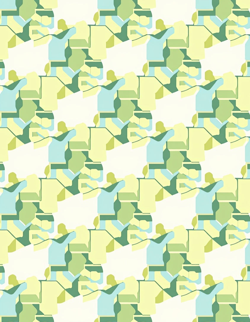 Abstract Geometric Green Blue Shapes Rug