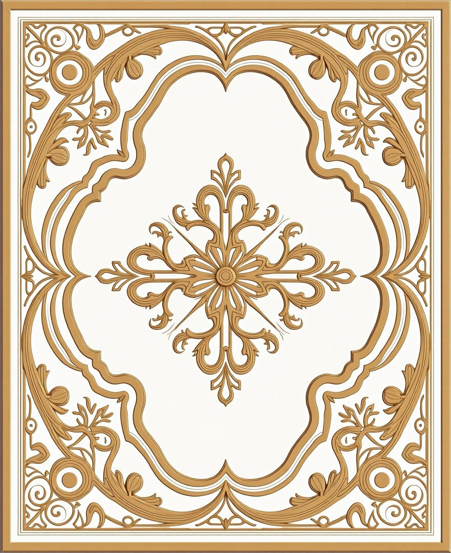 Golden Ornate Floral Medallion Rug
