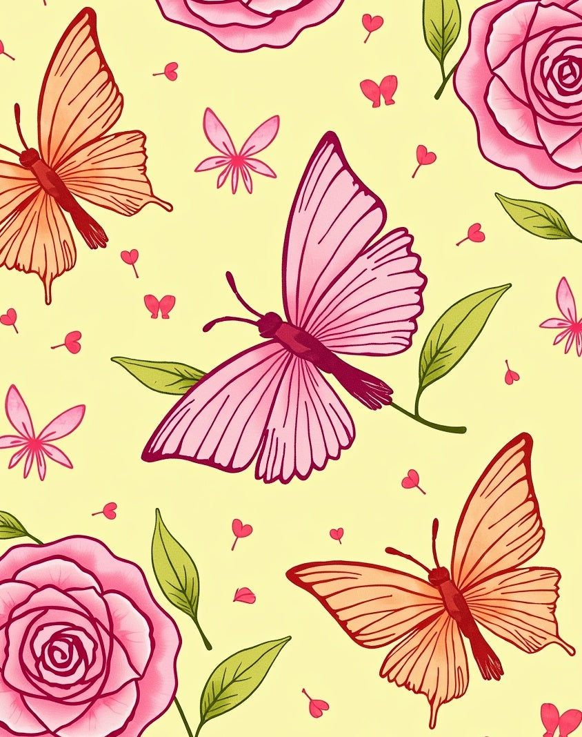 Pink Butterfly Rose Garden Rug