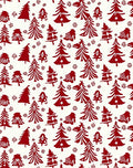 Crimson Trees Snowflakes Pattern Rug