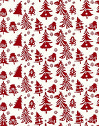Crimson Trees Snowflakes Pattern Rug