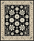 Classic Black Cream Floral Border Rug