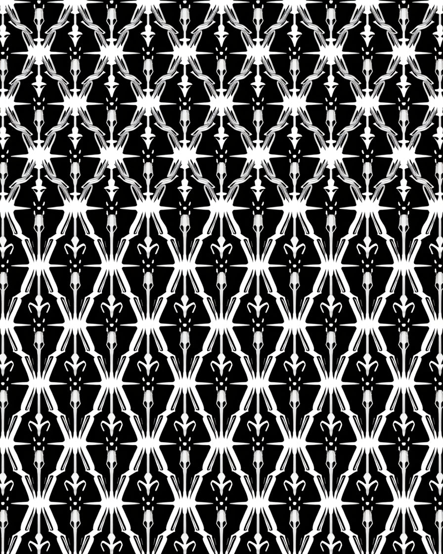 Black White Geometric Repeating Starburst Rug