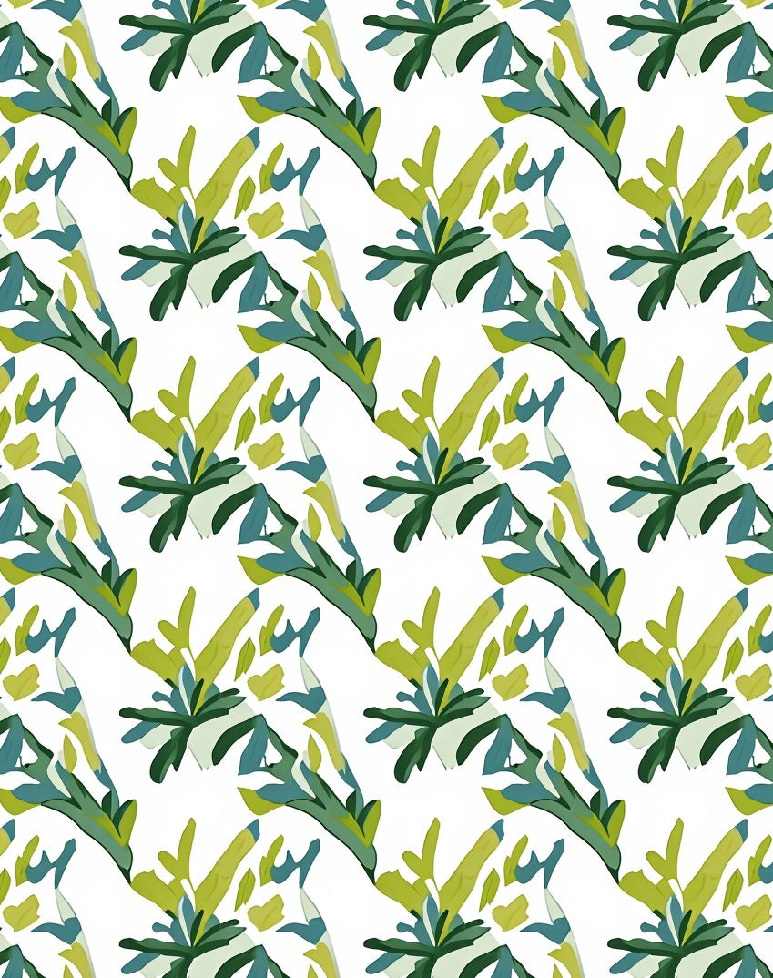 Abstract Green Blue Leaf Branches Rug