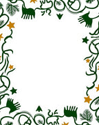 Dark Green Golden Star Whimsical Creatures Rug