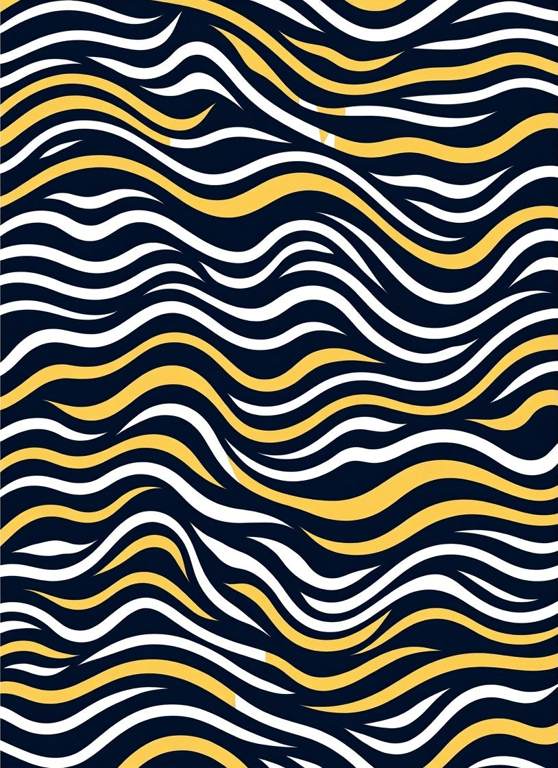 Navy Yellow White Wavy Stripes Rug
