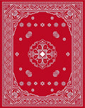 Bold Red Floral Medallion Border Rug