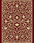 Crimson Gold Floral Vine Symmetry Rug