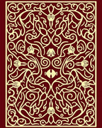 Crimson Gold Floral Vine Symmetry Rug